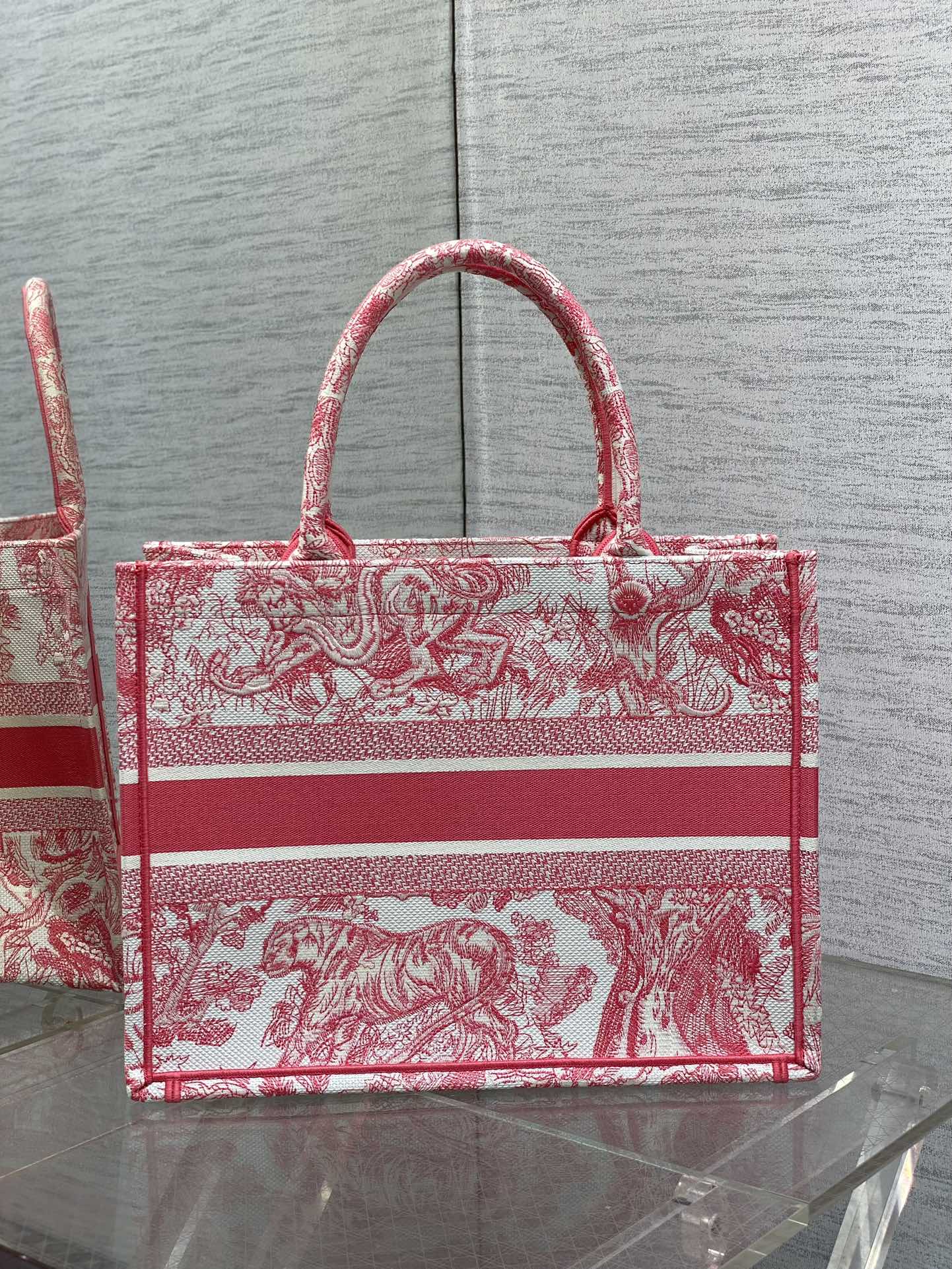 Medium Dior Book Tote Bag Candy Pink Toile de Jouy Embroidery